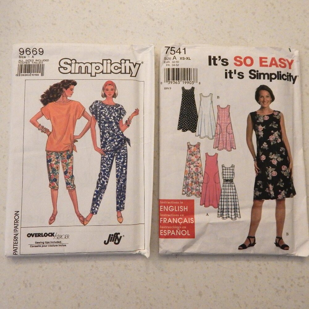 Simplicity Patterns 9669 and 7541 Uncut Vtg 1990 and 1997